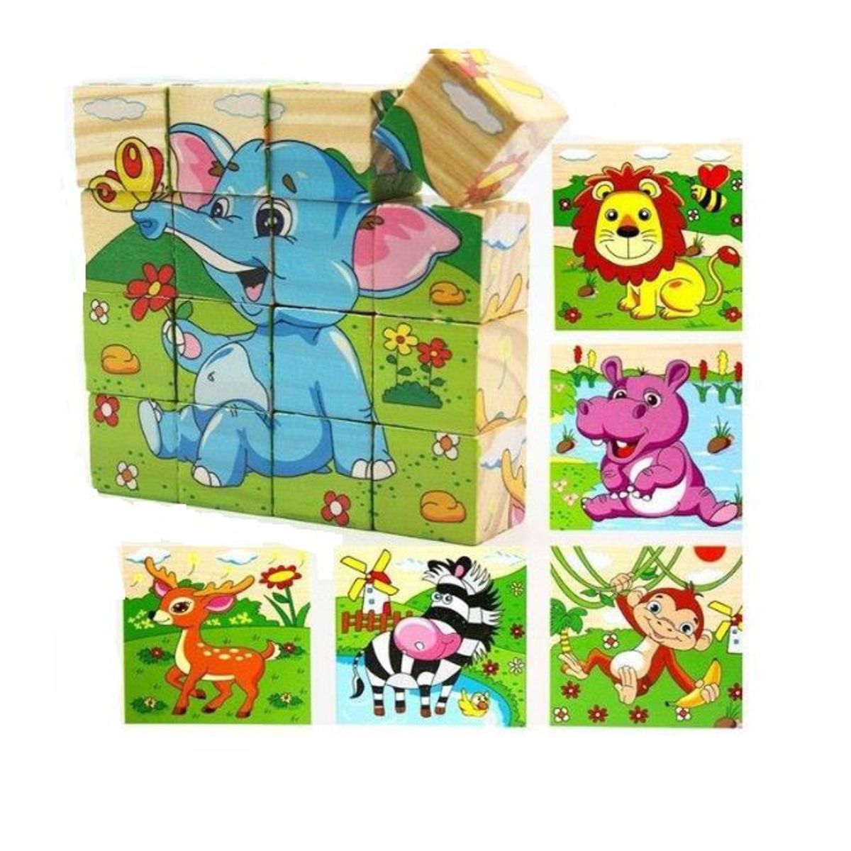 SWISSHOME DR HOFFMAN - ROMPECABEZAS EN MADERA EN FORMA DE CUBO 4X4 +3 AÑOS