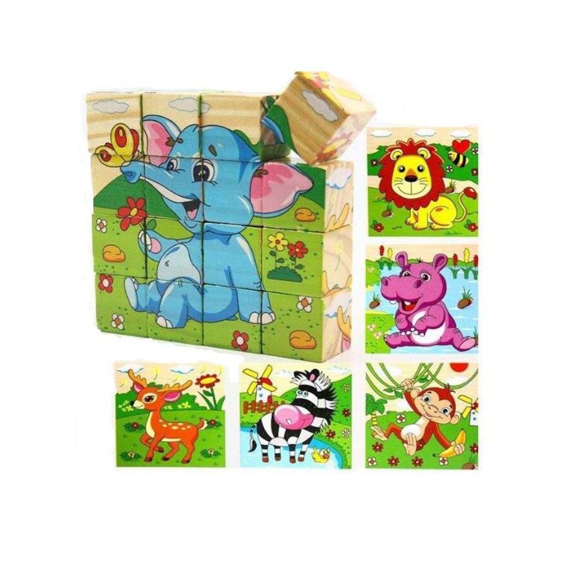 SWISSHOME DR HOFFMAN - ROMPECABEZAS EN MADERA EN FORMA DE CUBO 4X4 +3 AÑOS