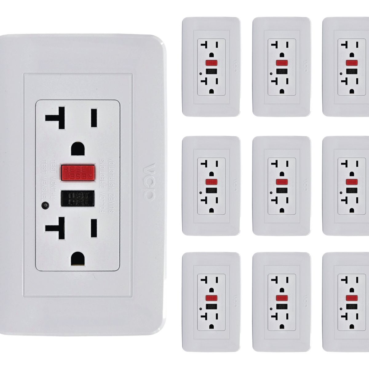 VCP - Toma Corriente Gfci 20 Amp X 10 Unidades Baños Zonas Húmedas