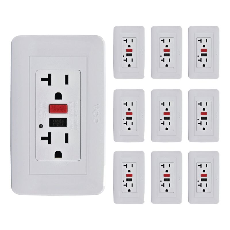 VCP - Toma Corriente Gfci 20 Amp X 10 Unidades Baños Zonas Húmedas