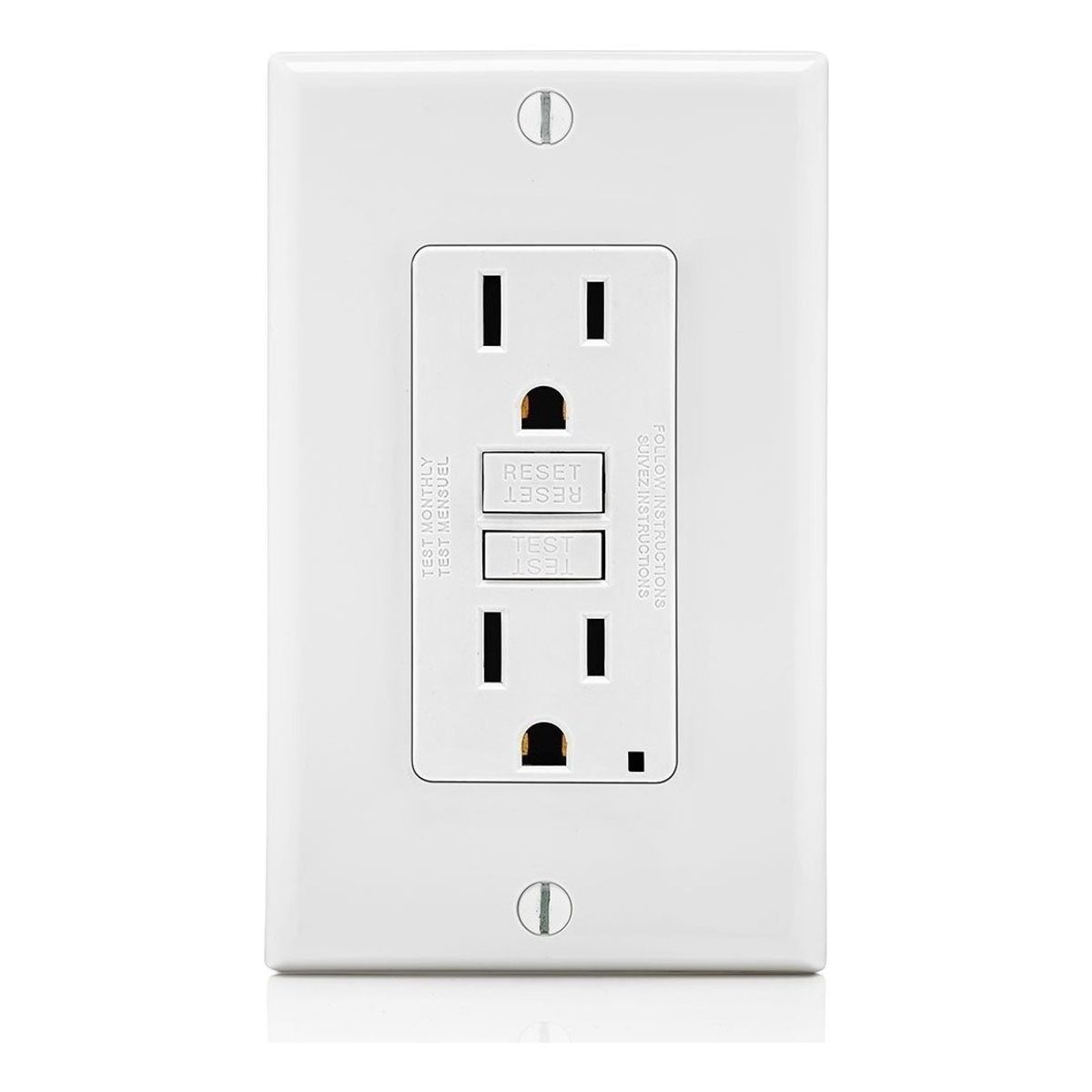 LEVITON - Tomacorriente Gfci Leviton Gfnt1-w Baños Y Zonas Húmedas