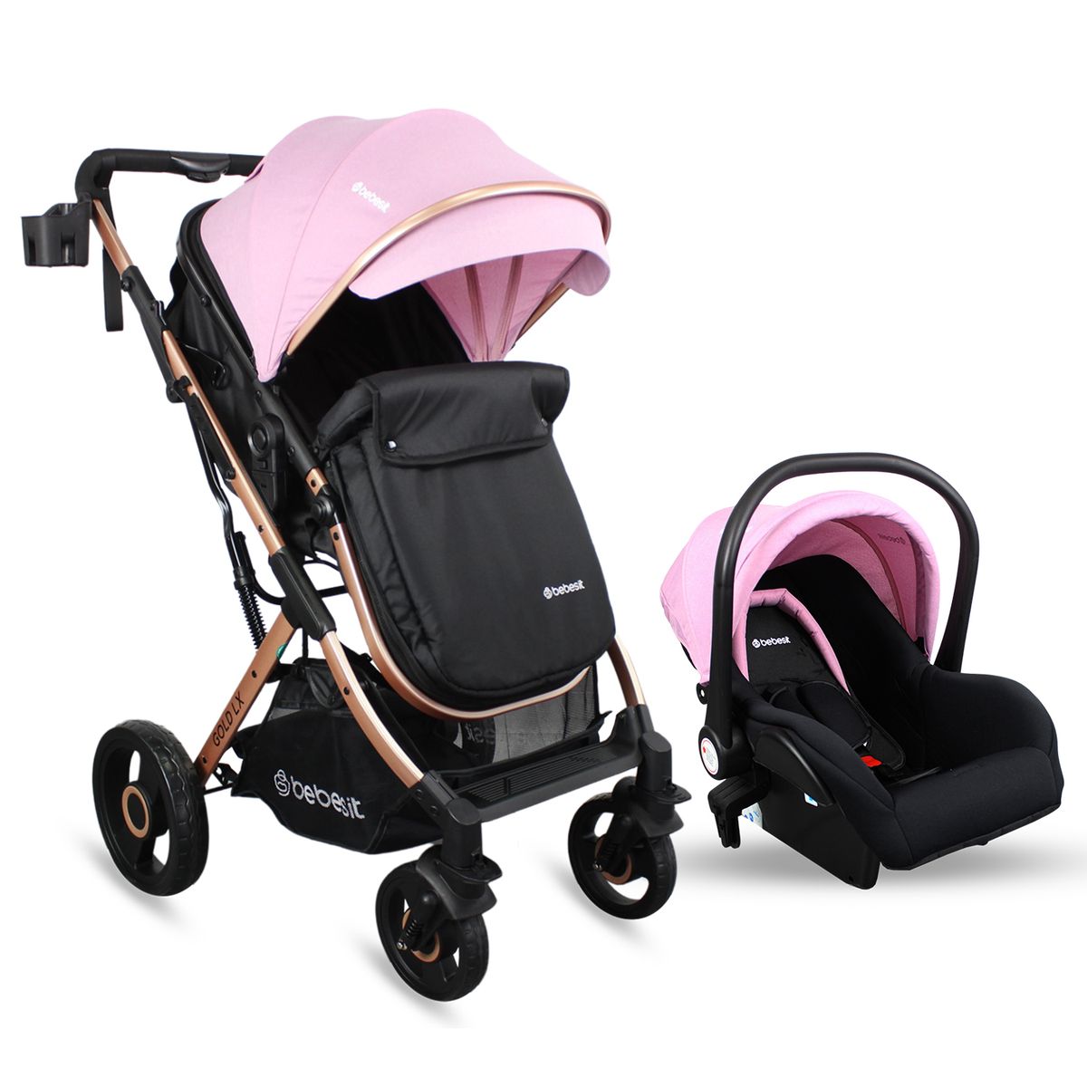 BEBESIT - Coche Bebé Travel System Gold LX Rosa Bebesit