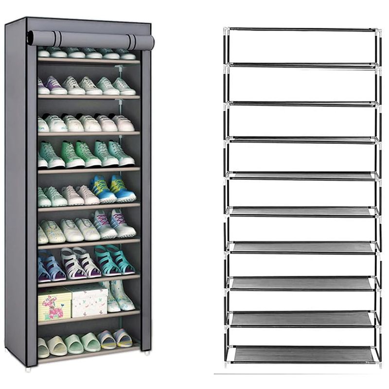 ONE PIXEL - Organizador Zapatero Metálico Y Tela 9 Niveles Shoe Gris Zapatos