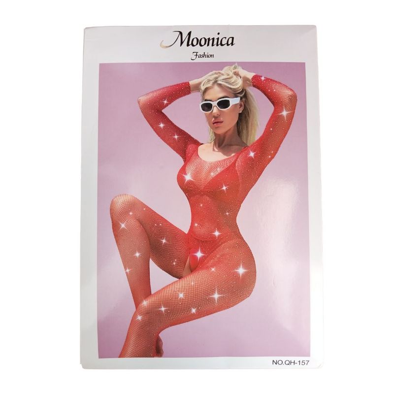 GENERICO - Baby doll malla enterizo brillantes Lencería erótica sensual negra