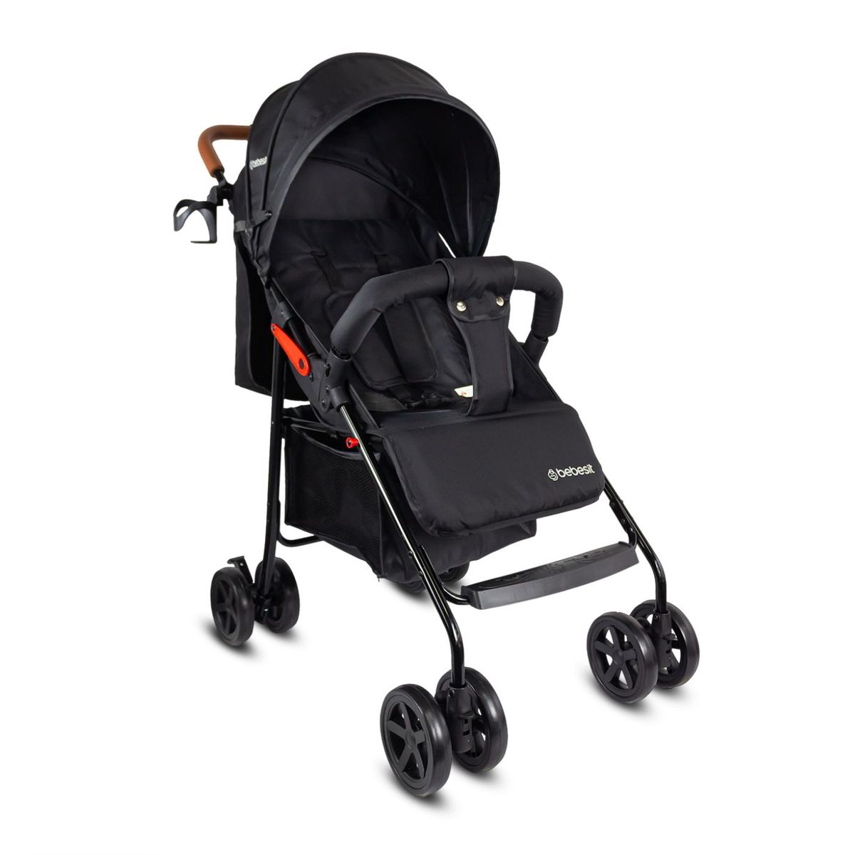 BEBESIT - Coche Paseador para Bebé Buggy Negro Bebesit  Ligero con Capota