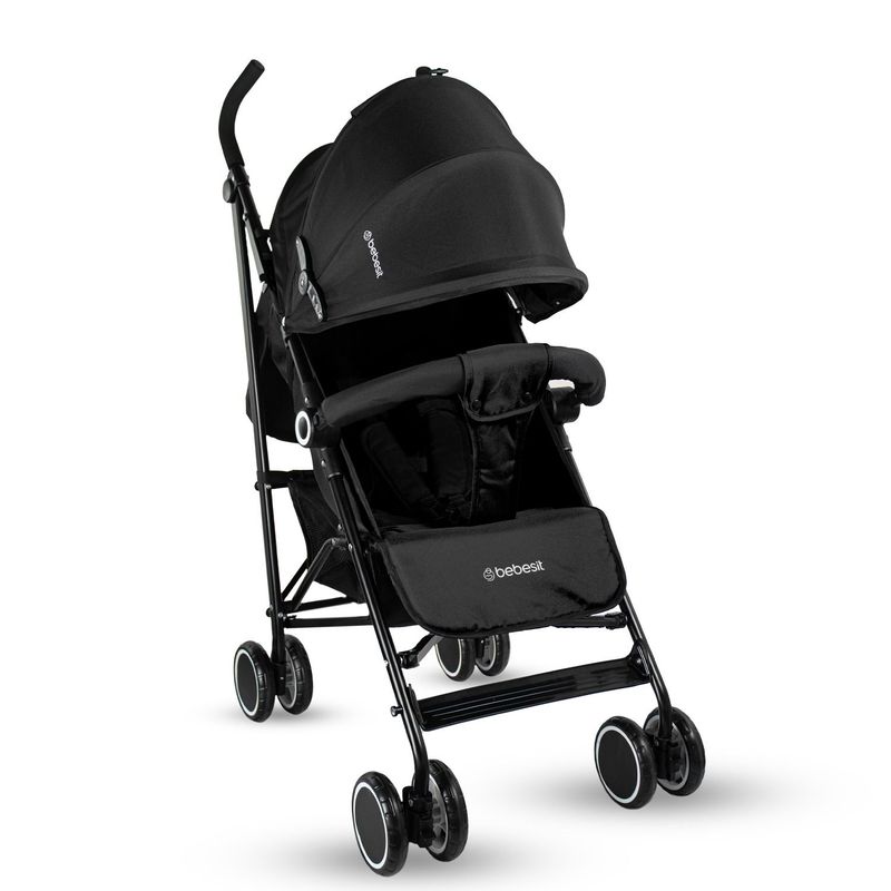 BEBESIT - Coche Paseador para Bebé Buggy Negro Bebesit  Ligero con Capota