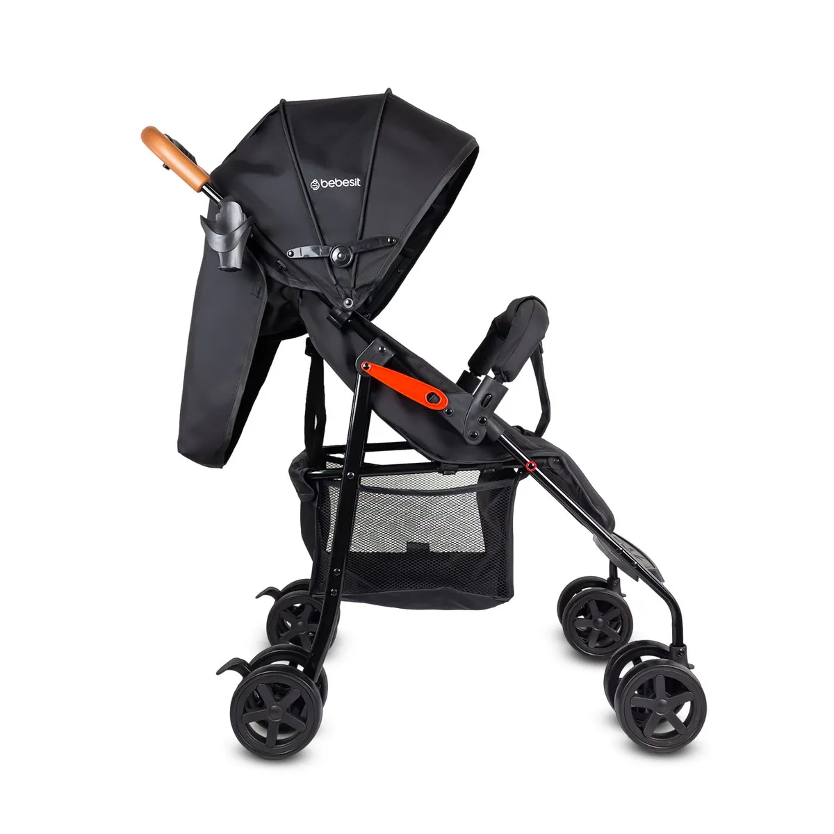 BEBESIT - Coche Paseador para Bebé Buggy Negro Bebesit  Ligero con Capota