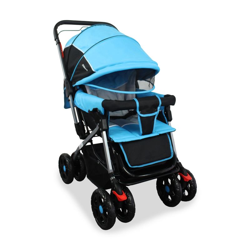BEBESIT - Coche Reversible para Bebé Roma Azul  Plegado 2 movimientos