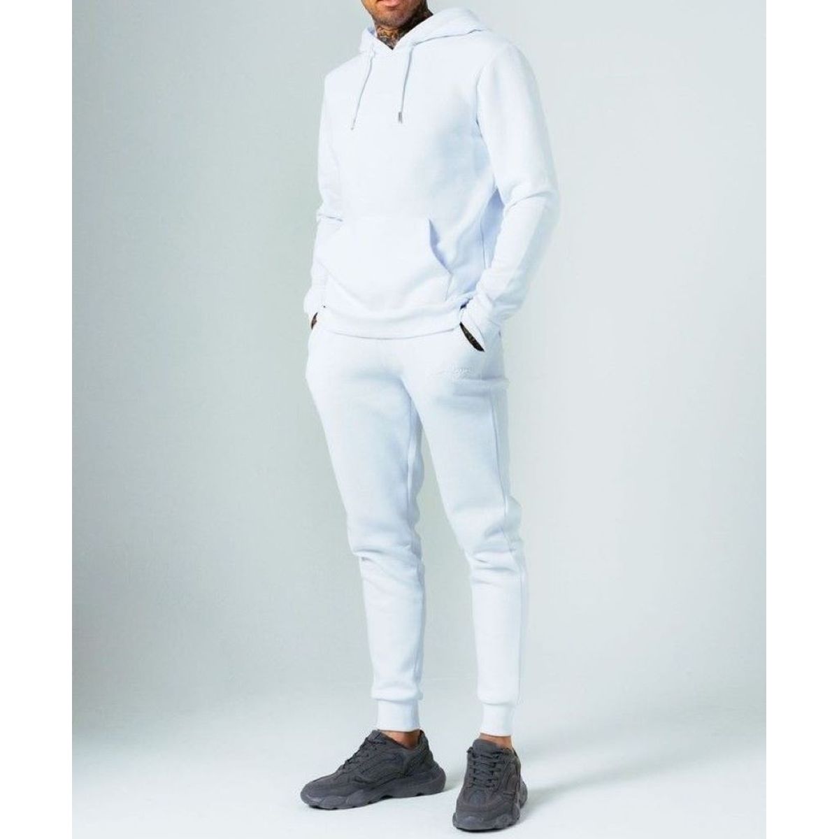 URBAN PLUS - sudadera hombre blanca unicolor 2 piezas conjunto
