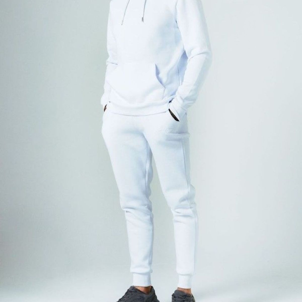 URBAN PLUS - sudadera hombre blanca unicolor 2 piezas conjunto