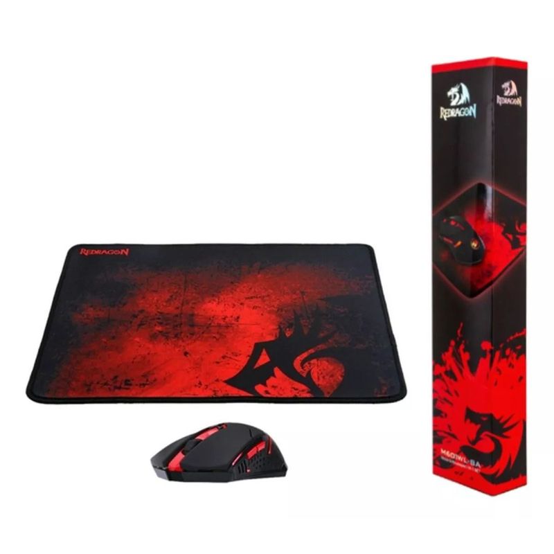 REDRAGON - Combo Redragon Gamer Inalambrico Mouse+ Pad Mouse M601wl-ba