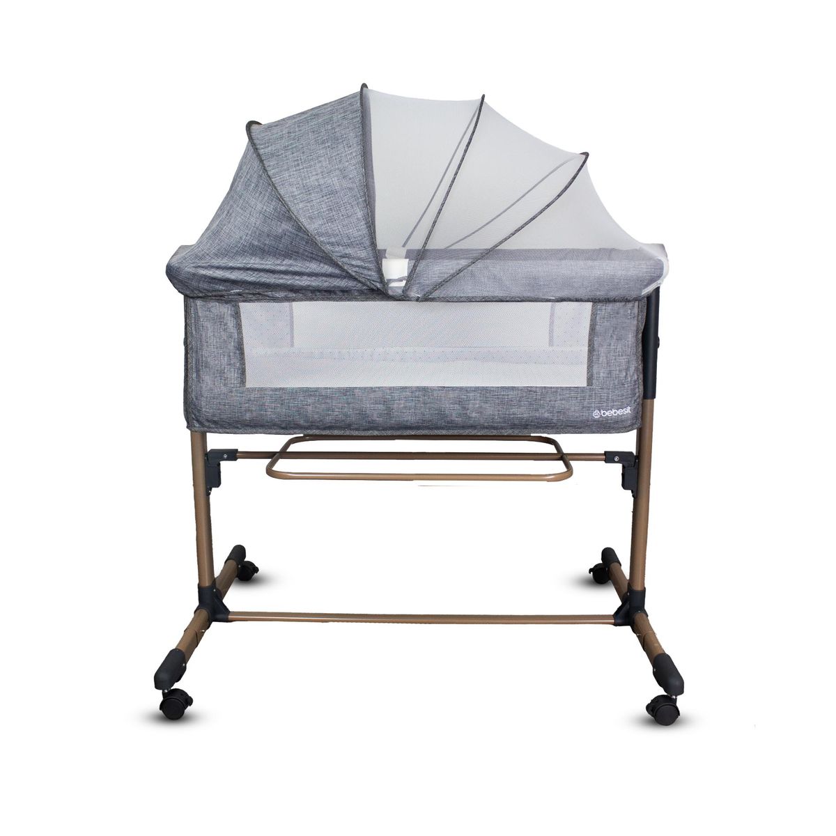 BEBESIT - Cuna Colecho Bebé Funcion Mecedora Side By Side Gris-Dorado