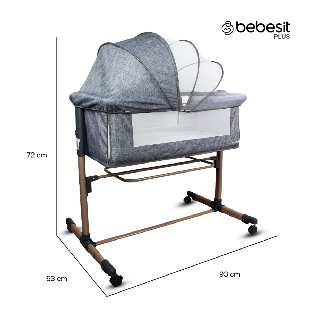BEBESIT - Cuna Colecho Bebé Funcion Mecedora Side By Side Gris-Dorado