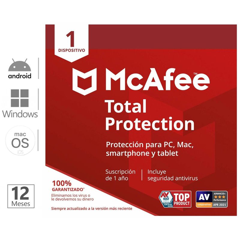 MCAFEE - Antivirus McAfee Total Proteccion 1 Dispositivo 12 Meses