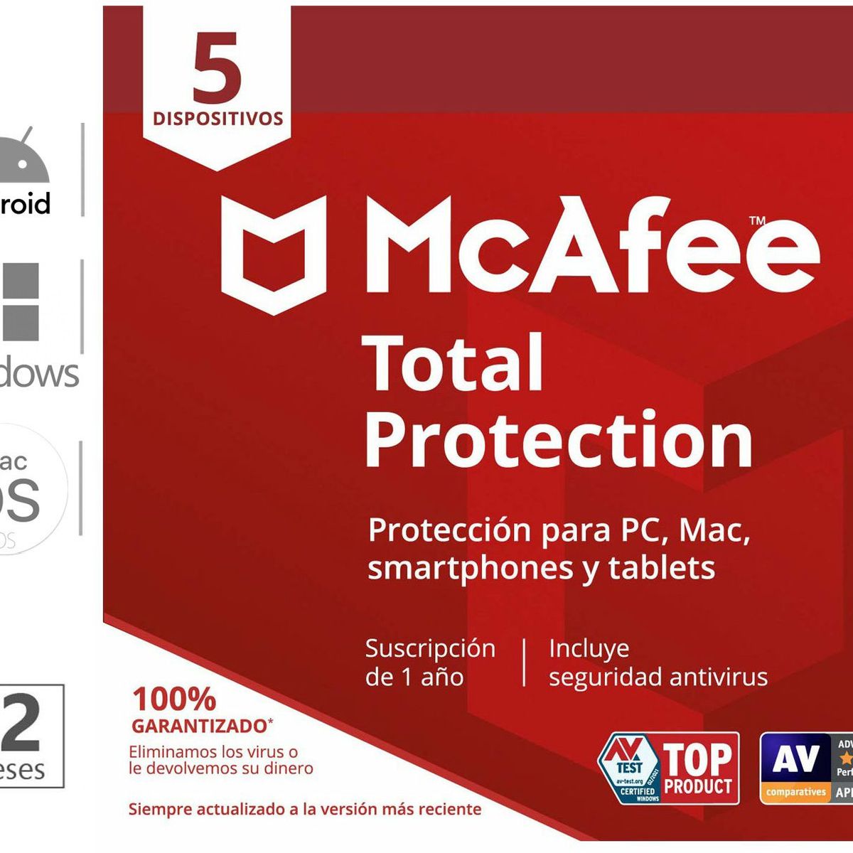 MCAFEE - Antivirus McAfee Total Proteccion 5 Dispositivos 12 Meses