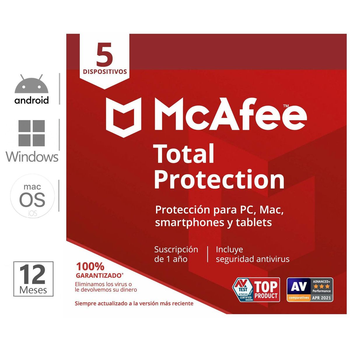 MCAFEE - Antivirus McAfee Total Proteccion 5 Dispositivos 12 Meses
