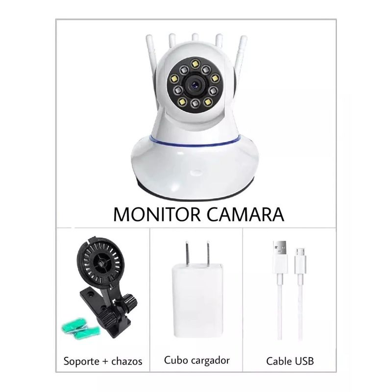 AWEI - Camara Seguridad Wifi 5 Antenas Ip Wifi + SD 64 GB