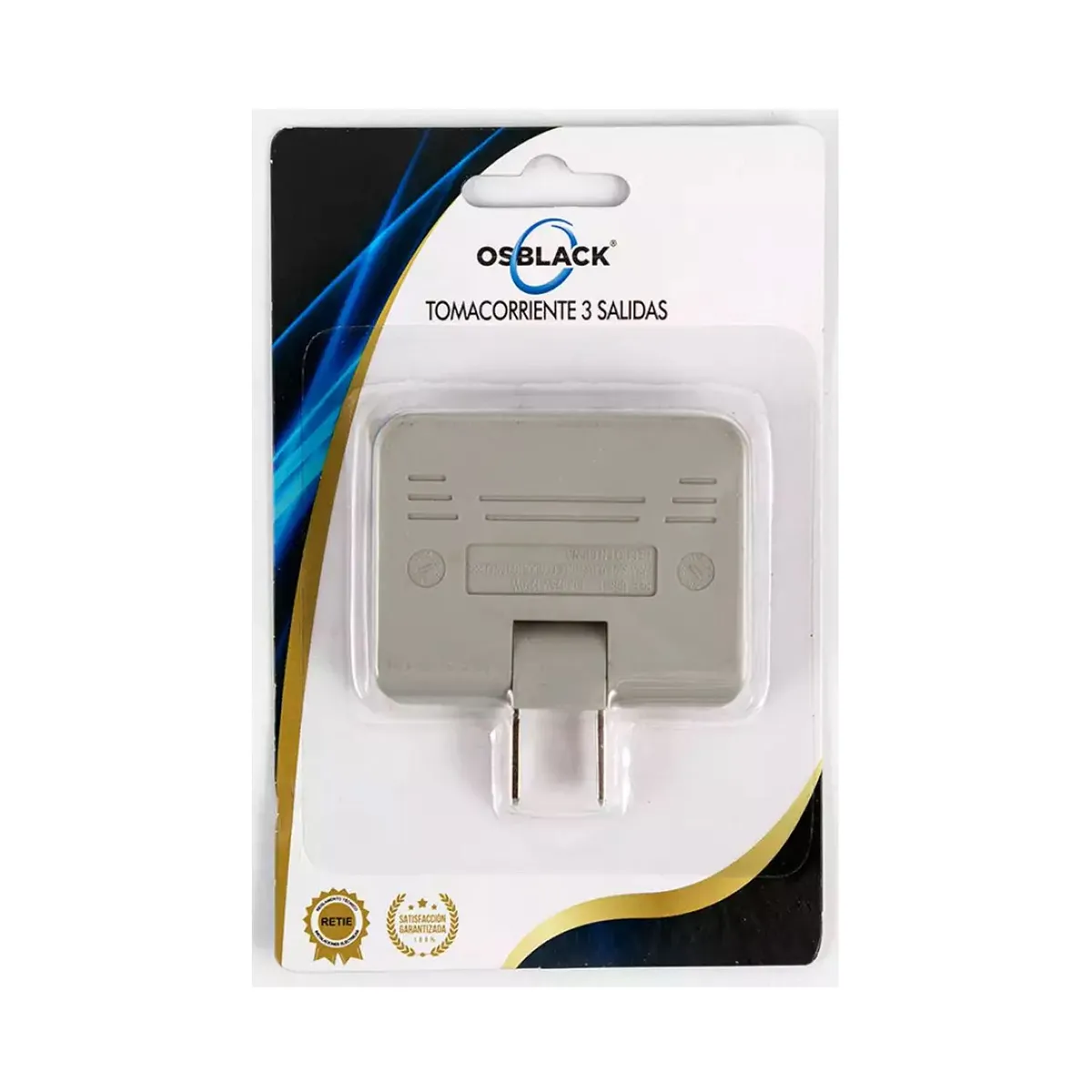 OSBLACK - Tomacorriente adatapdor 3 salidas osblack flexible no polo tierra