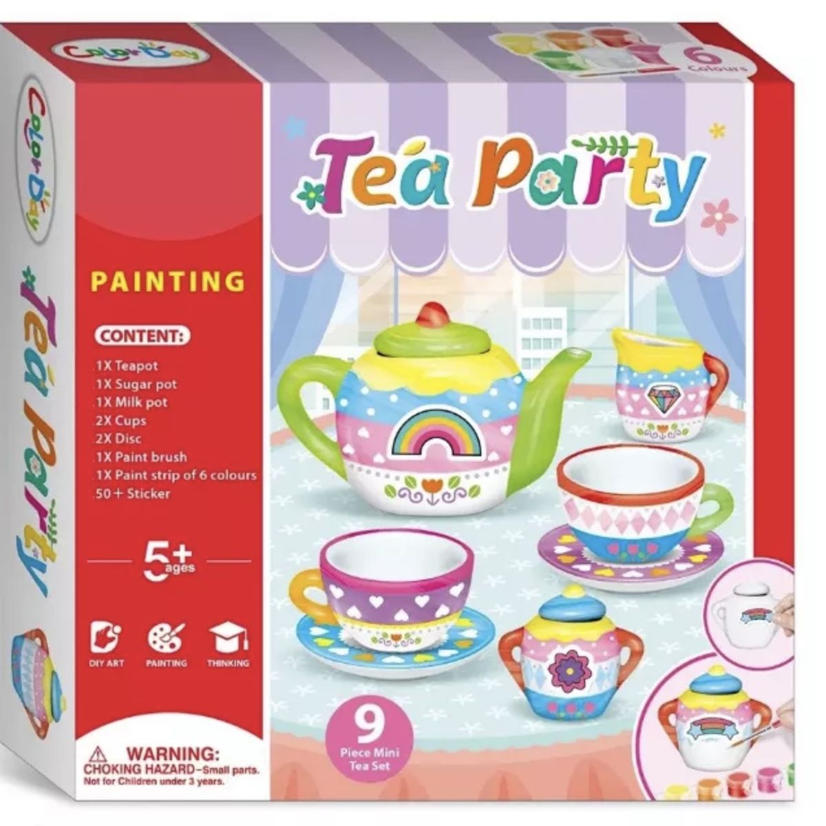 GENERICO - Set De Te Para Pintar Niños Juguete 9 Piezas