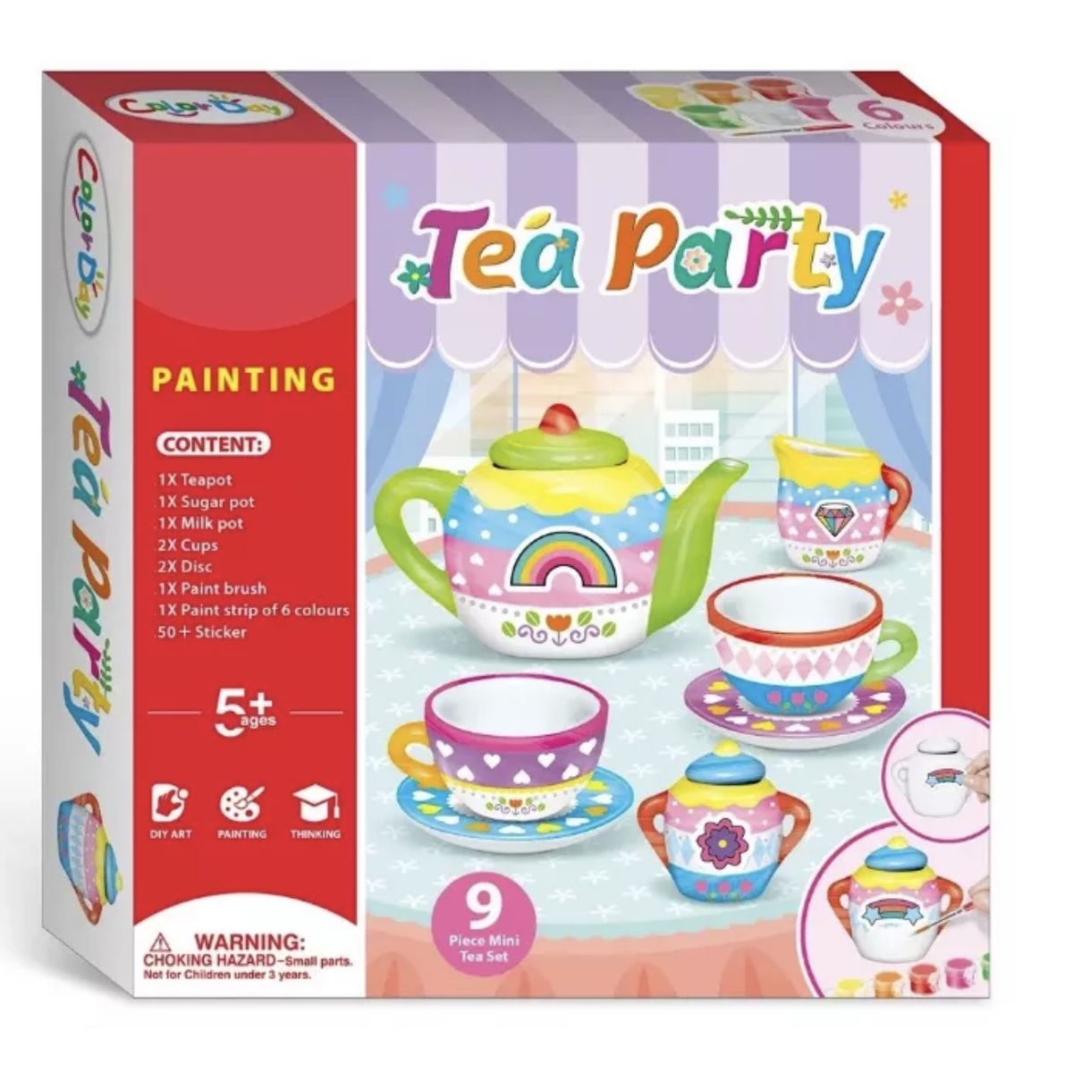 GENERICO - Set De Te Para Pintar Niños Juguete 9 Piezas