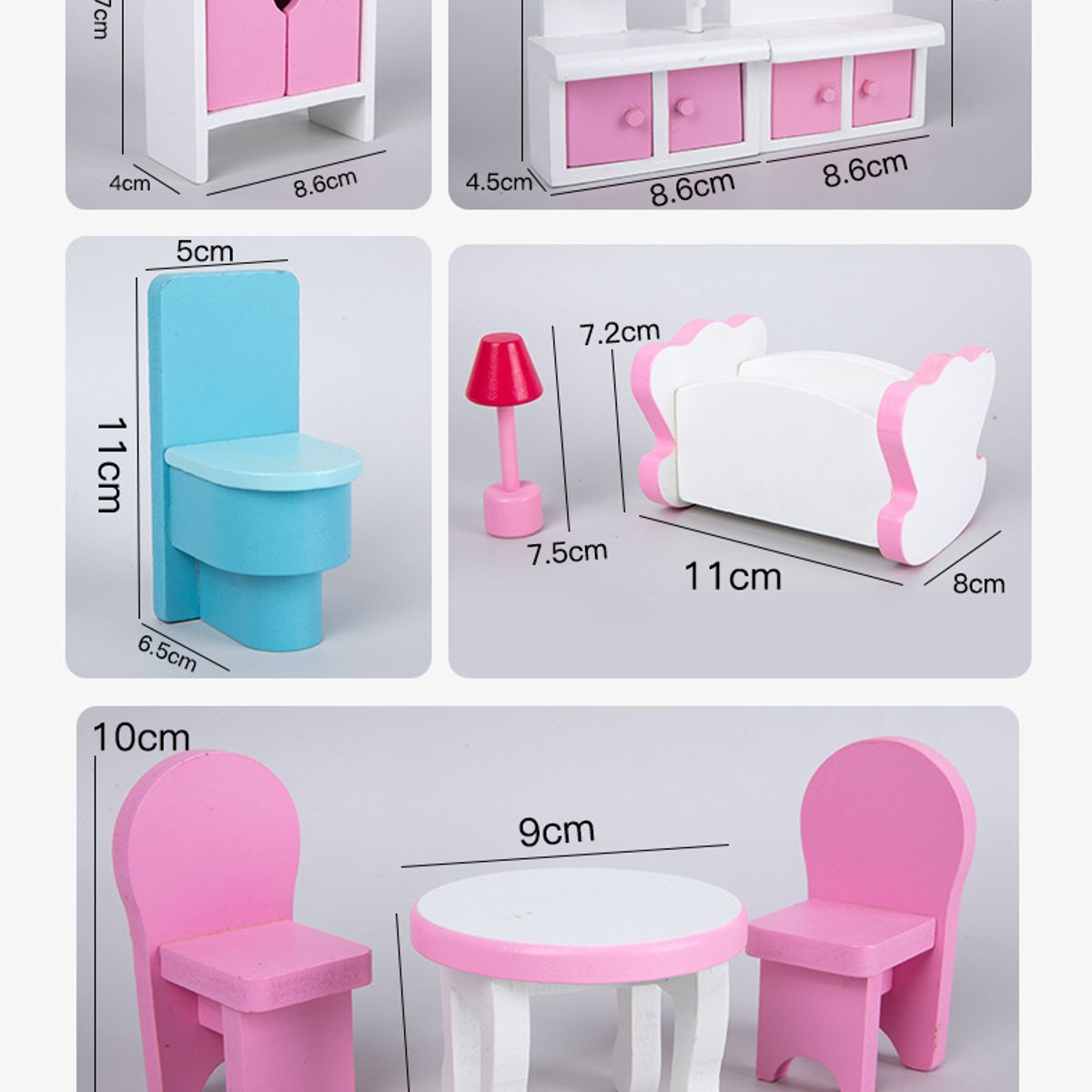 AGUGU STORE - Casa De Muñecas 3 Niveles En Mdf + 10 Accesorios