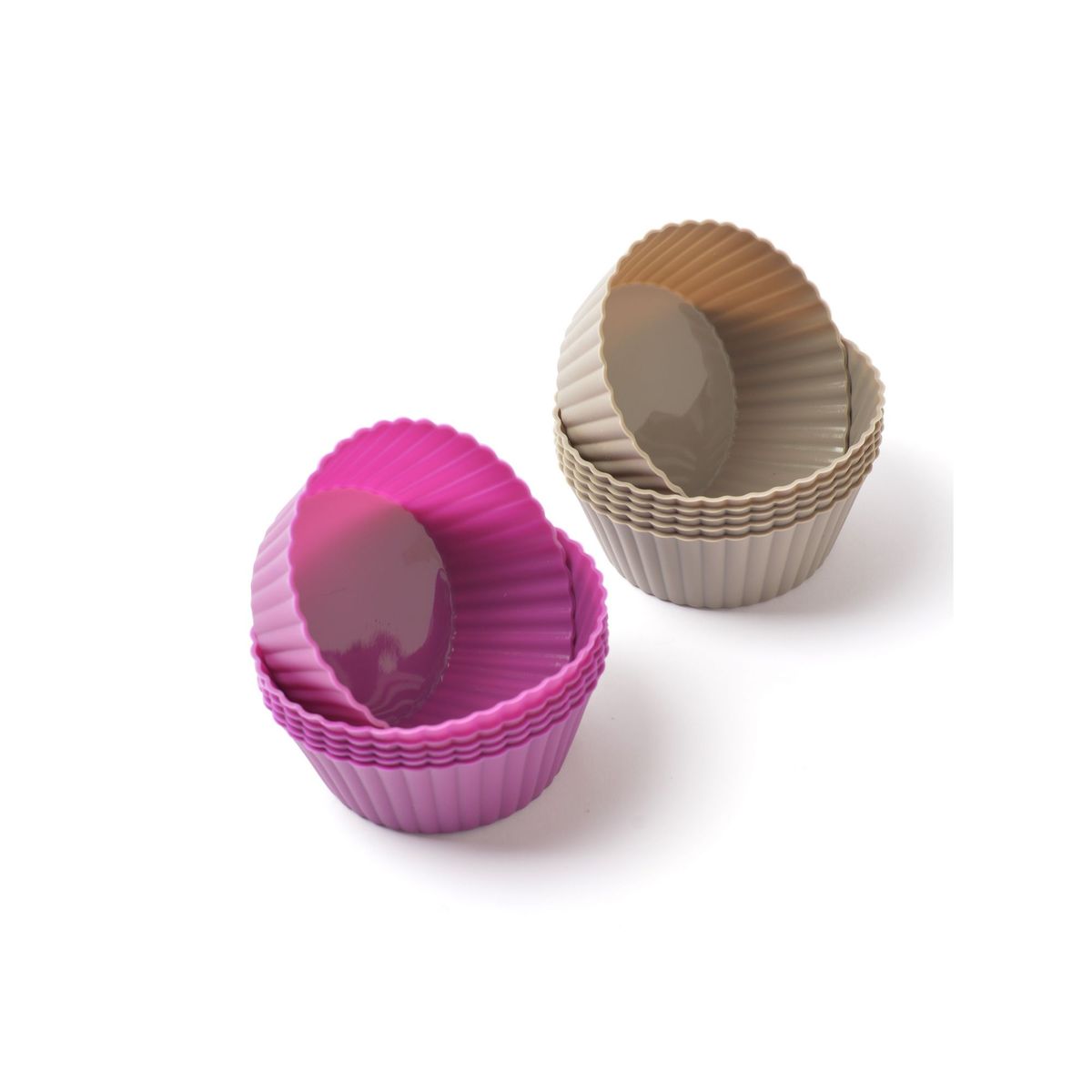 PRESS - Set de 12 Capacillos de Silicona para Muffin Ponqué PRESS 77233 Fucsia
