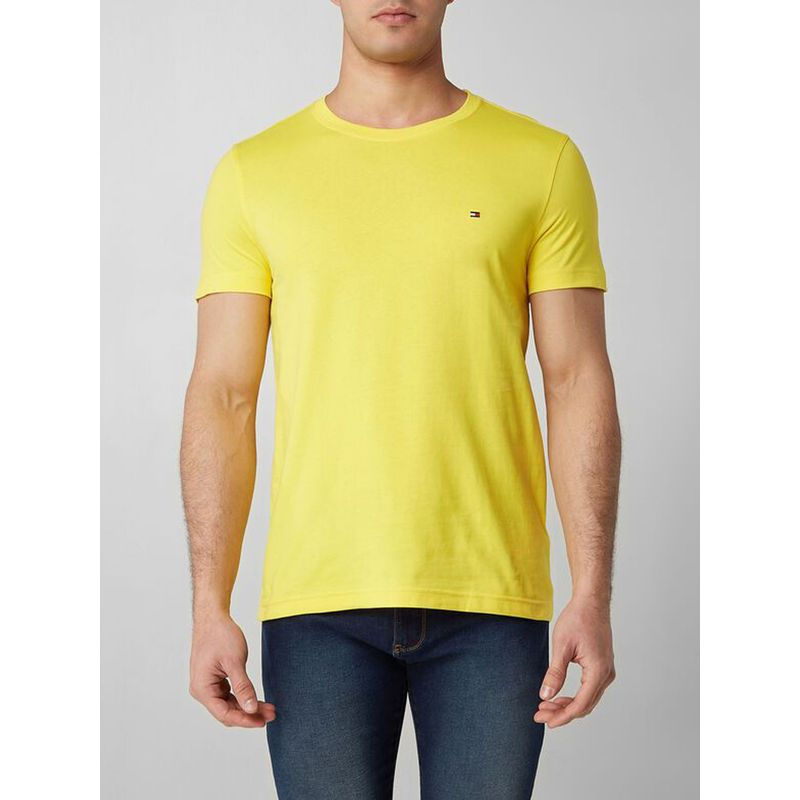 TOMMY HILFIGER - Camiseta Amarilla Slim Fit Essential Con Logo Tommy Hilfiger