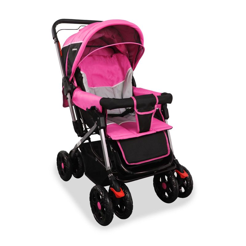 BEBESIT - Coche Reversible para Bebé Roma Rosa   Plegado 2 movimientos