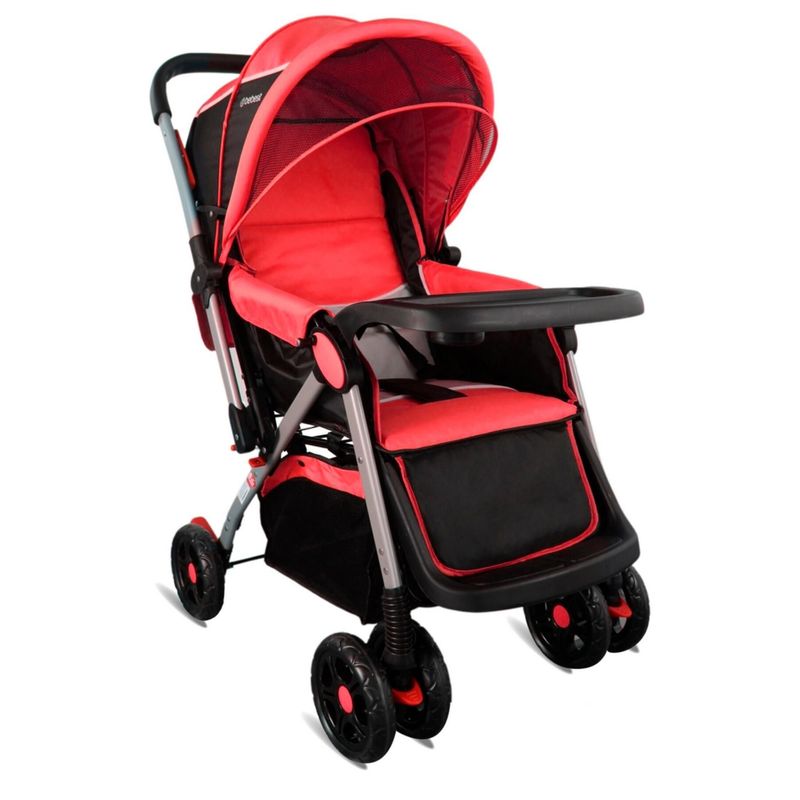 BEBESIT - Coche Reversible para Bebé Napoli Rojo   Plegado 2 movimientos