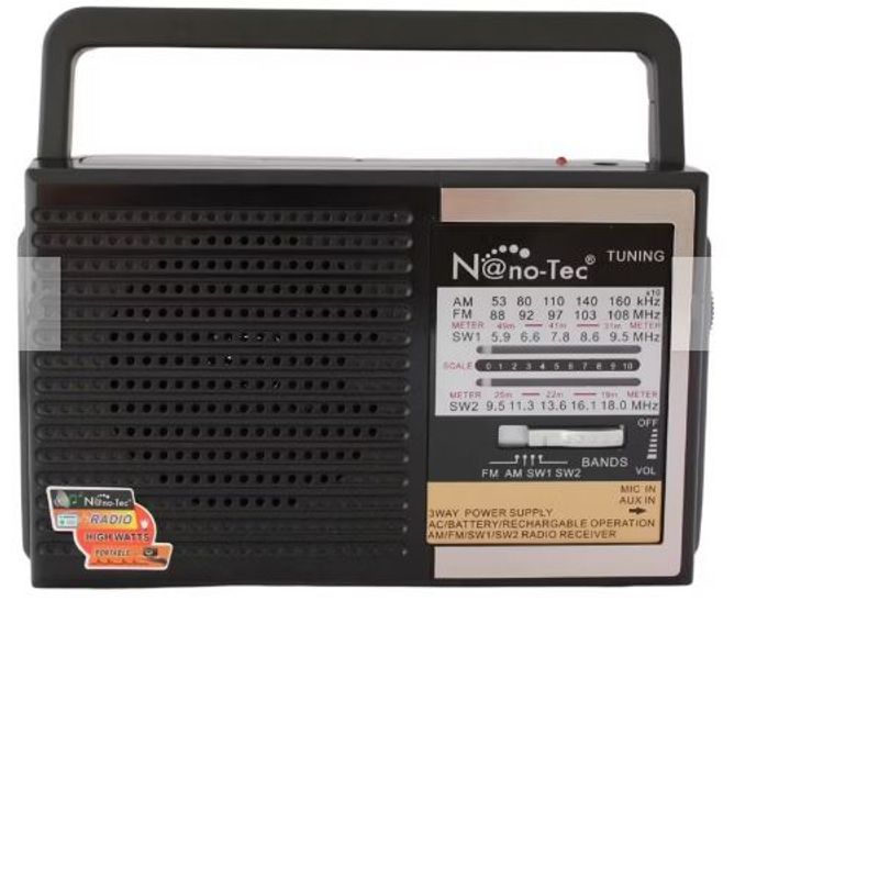 GENERICO - Radio 3 Bandas Multimedia Bateria Recargable USB Nanotec NT-1212