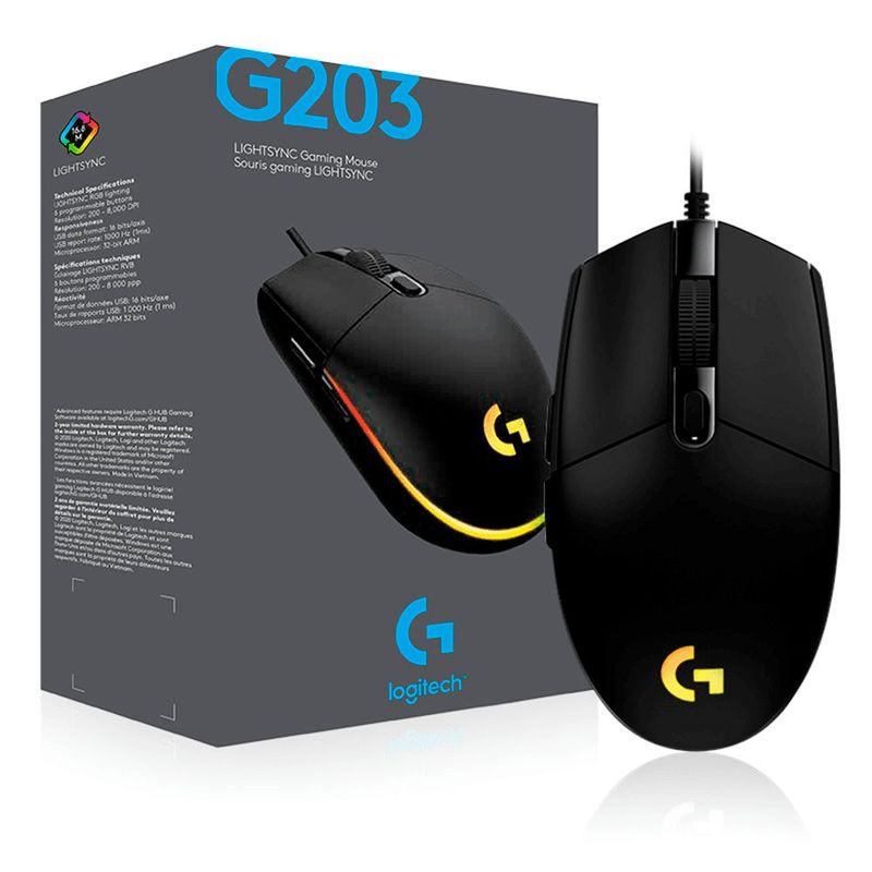 LOGITECH - Mouse Gamer Logitech G203 Negro RGB