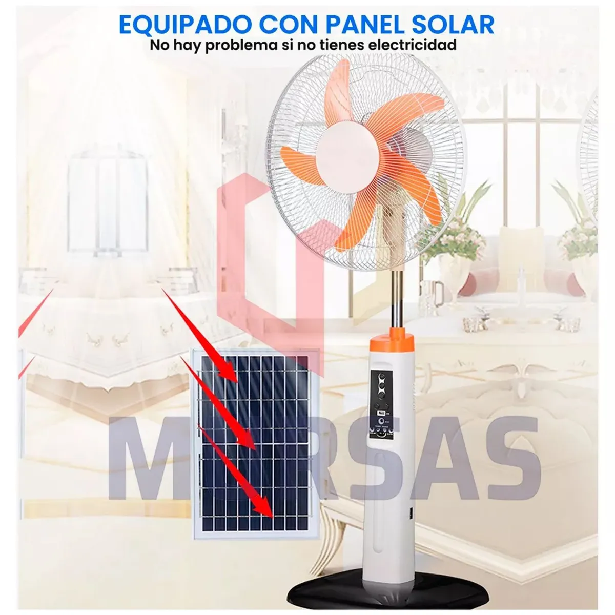 ONE PIXEL - Ventilador Solar Luz Led Puerto Carga Celular Control + Bombillos