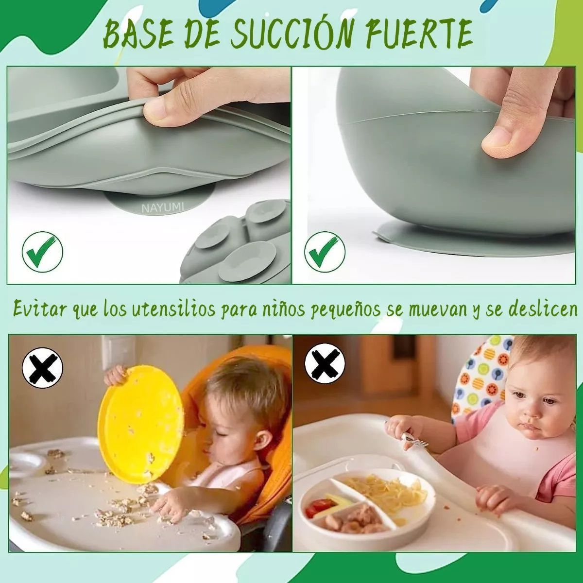 GENERICO - Kit Vajilla Silicona Bebé: Platos Niño, 6 Piezas