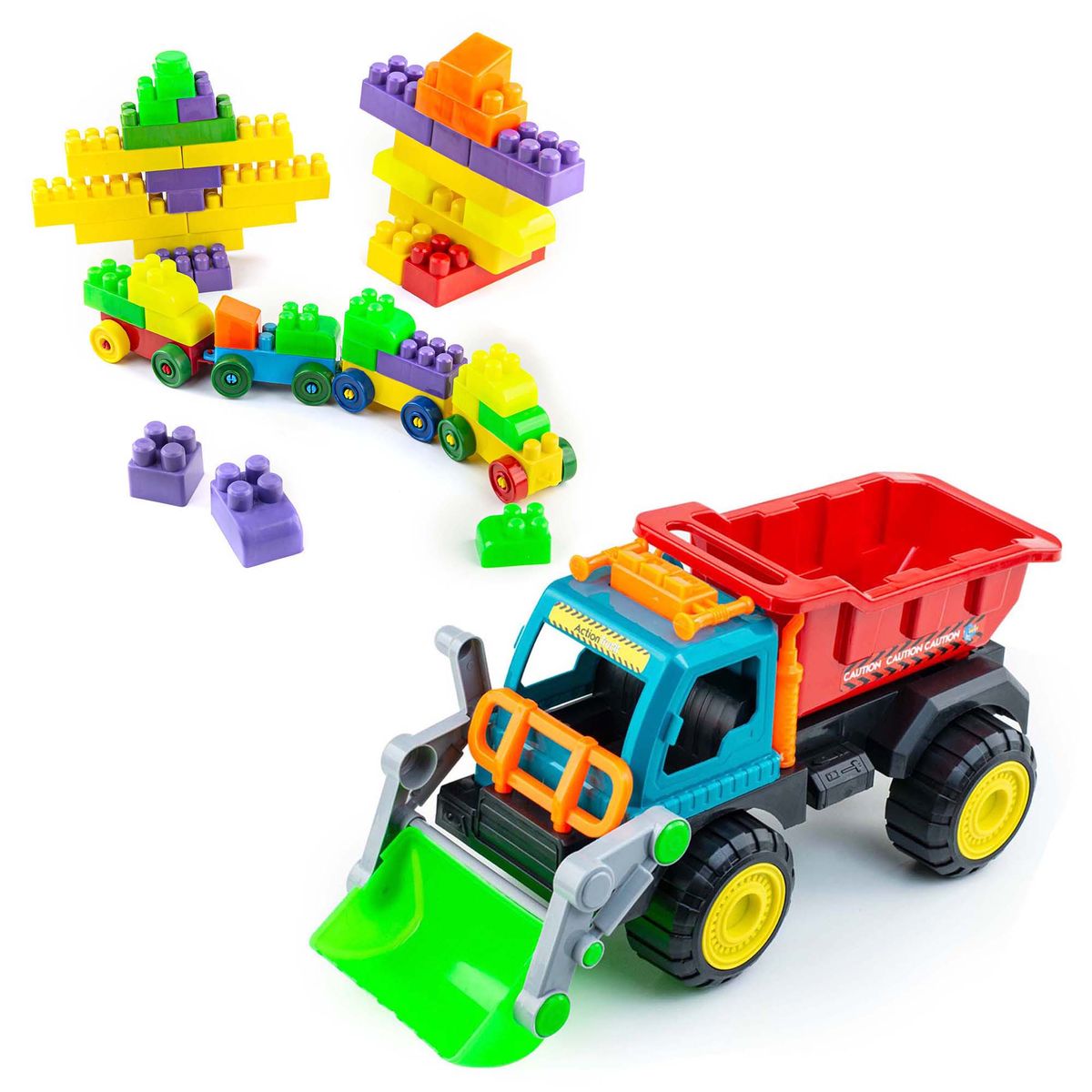 ENERGY PLUS - Kit x2 Armotodo x72 Bloques + Volqueta Aprendizajes Lúdicos