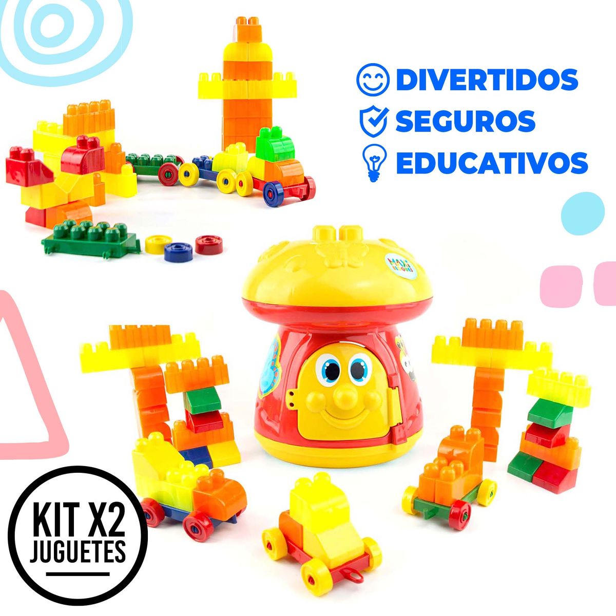 ENERGY PLUS - Combo Mega Bloks X80 + Hongo Didáctico Juego y Aprendizaje