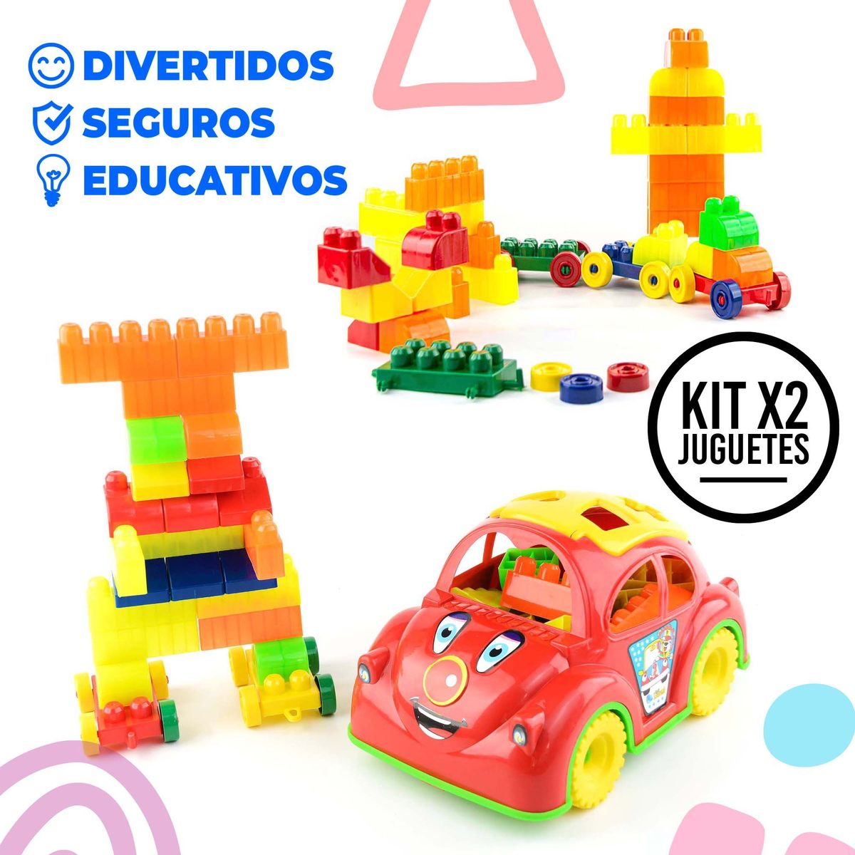 ENERGY PLUS - Kit Educativo Bloques X80 pzas + Carro didáctico para Niños