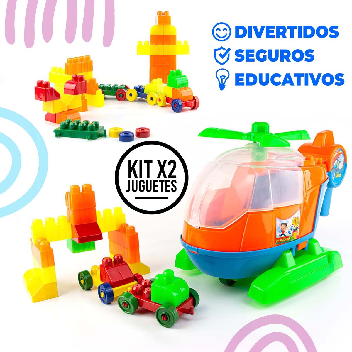 ENERGY PLUS - Mega Bloks X80 Pzas + Helicóptero Creatividad y Aprendizaje