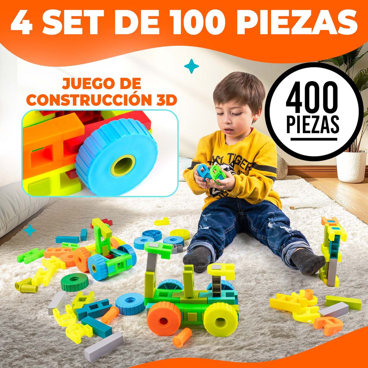 ENERGY PLUS - Juego de Construcción 3D X400 Piezas Didáctico y creativo