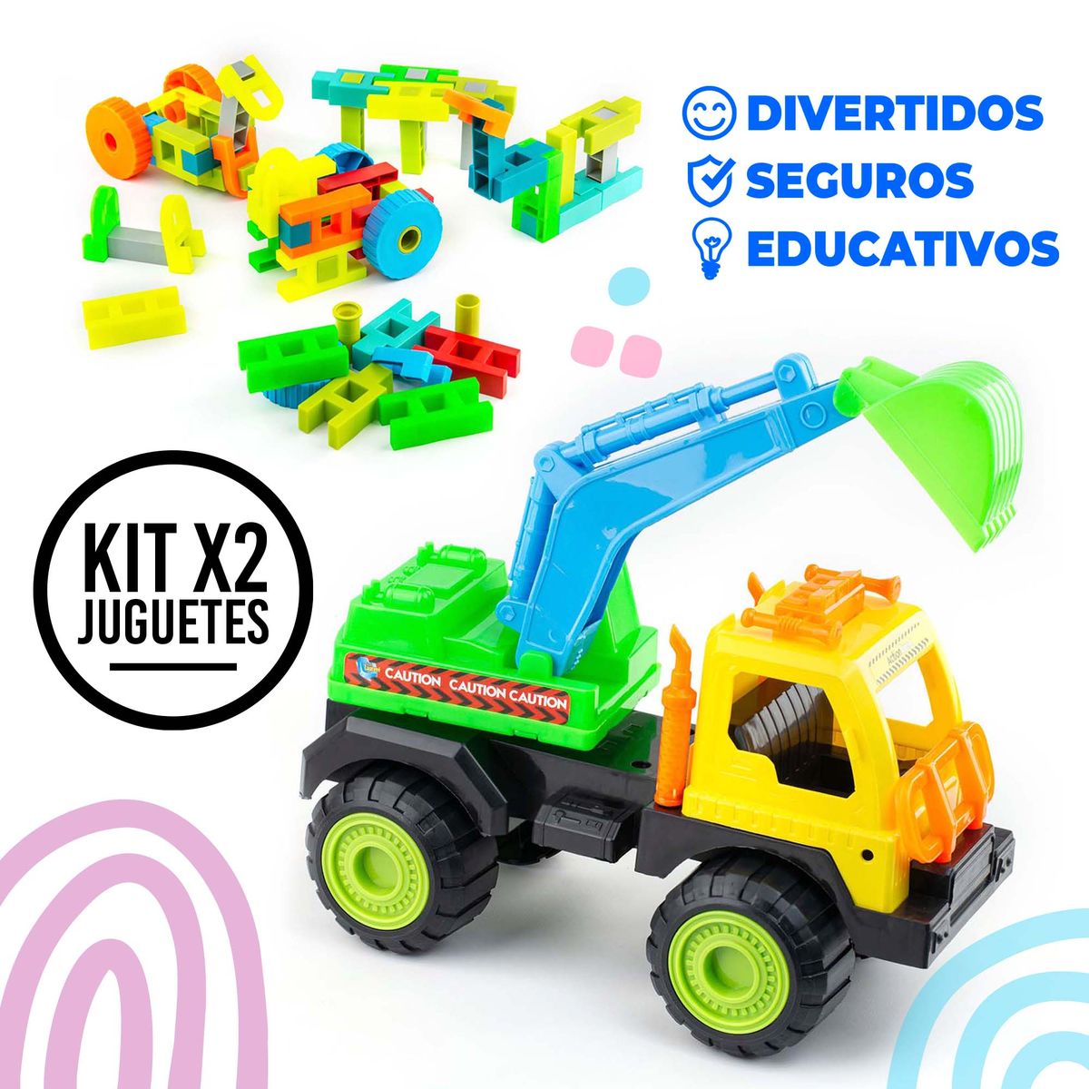 ENERGY PLUS - Kit Constructor 3D X100 Pzas+ Volqueta Grúa Aprende y juega