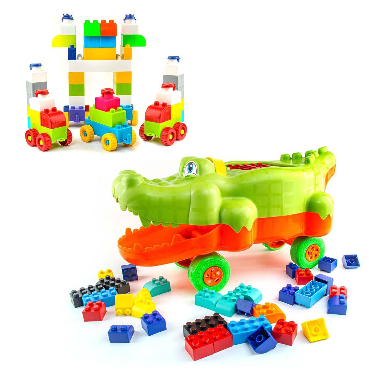 ENERGY PLUS - Combo Armotodo+ Cocodrilo Juego Educativo Creativo 140 Pzas