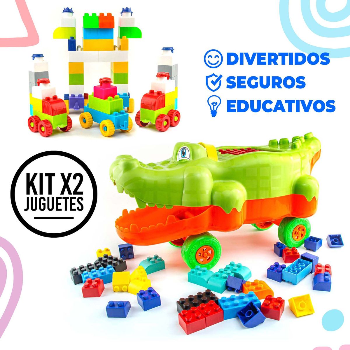 ENERGY PLUS - Combo Armotodo+ Cocodrilo Juego Educativo Creativo 140 Pzas