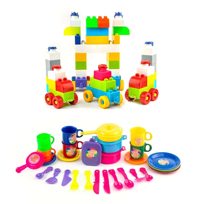 ENERGY PLUS - Kit Creatividad Armotodo 110 Piezas + Set Cocina infantil