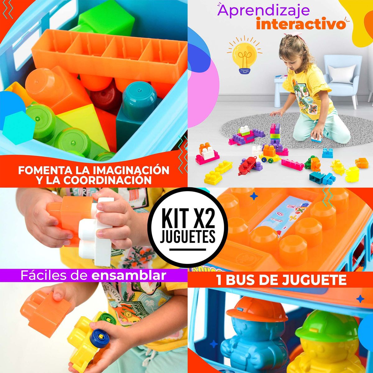 ENERGY PLUS - Bloques + Bus Didáctico Diversión y aprendizaje en 129 Pzas
