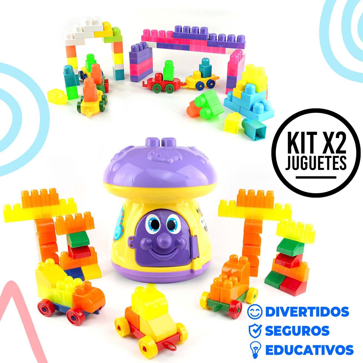 ENERGY PLUS - Combo Educativo Super Bloques X120+ Hongo didáctico 60 Pzas