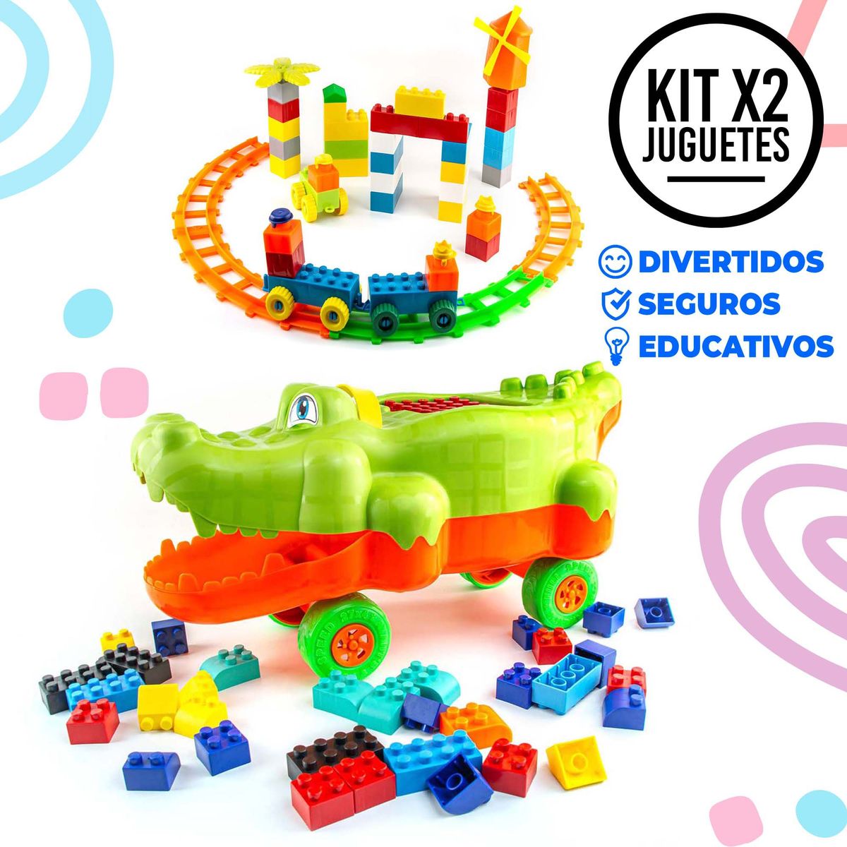 ENERGY PLUS - Armatodo Granja + Cocodrilo 160 Pzas de Diversión Didáctica