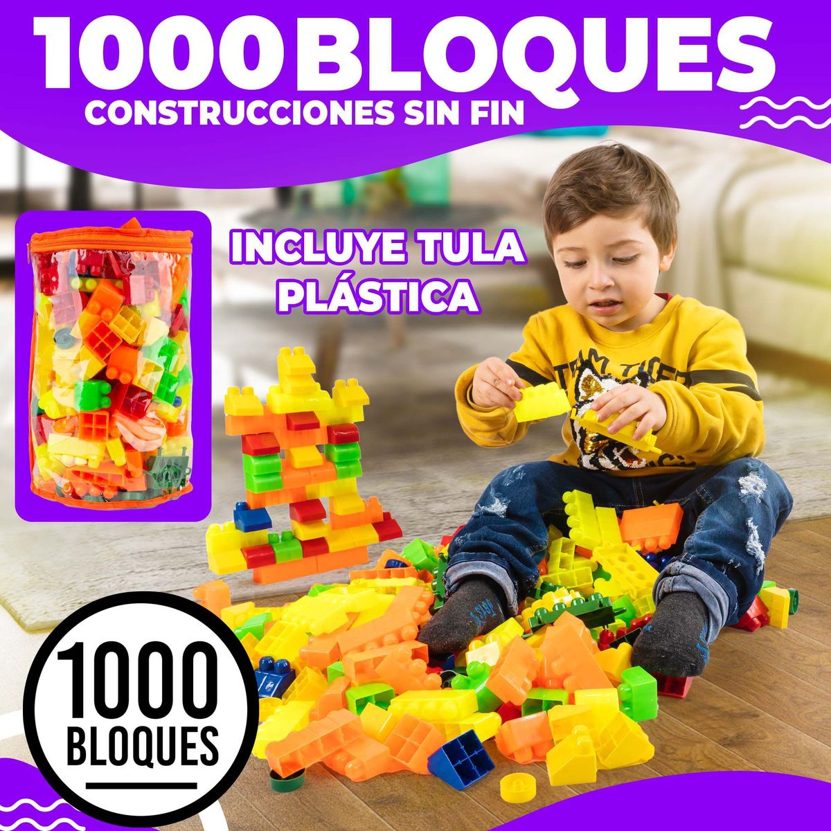 ENERGY PLUS - Yumbo Bloques Armatodo 1000 Piezas Juego Didáctico Creativo