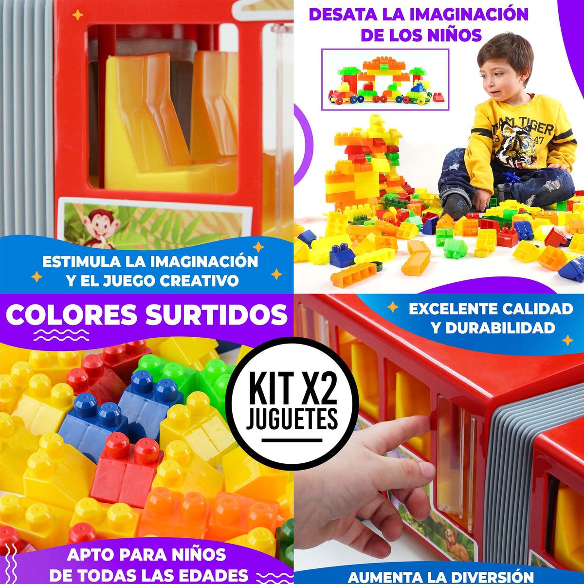 ENERGY PLUS - Combo Yumbo Bloques Armatodo 250 Pzas + Autobús Articulado