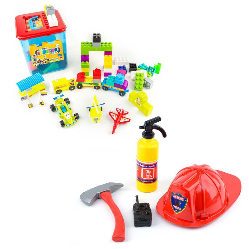 ENERGY PLUS - Combo Creativo Bloques Armatodo 105 Pzas + Set de Bomberos