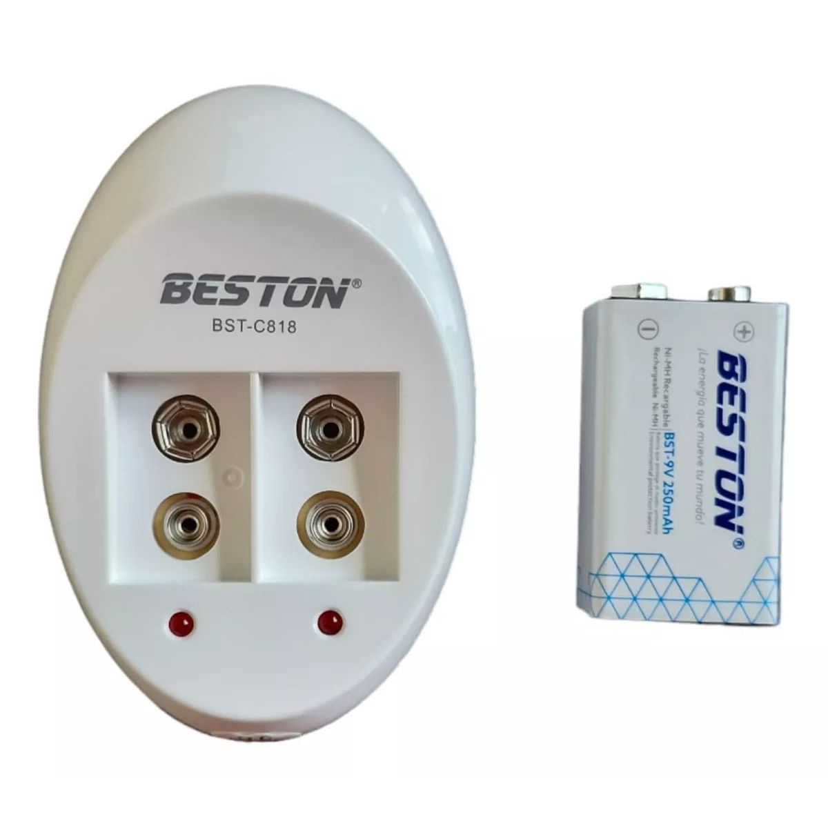 BESTON - Cargador Beston Doble Puerto + Bateria Cuadrada 9v 250mah