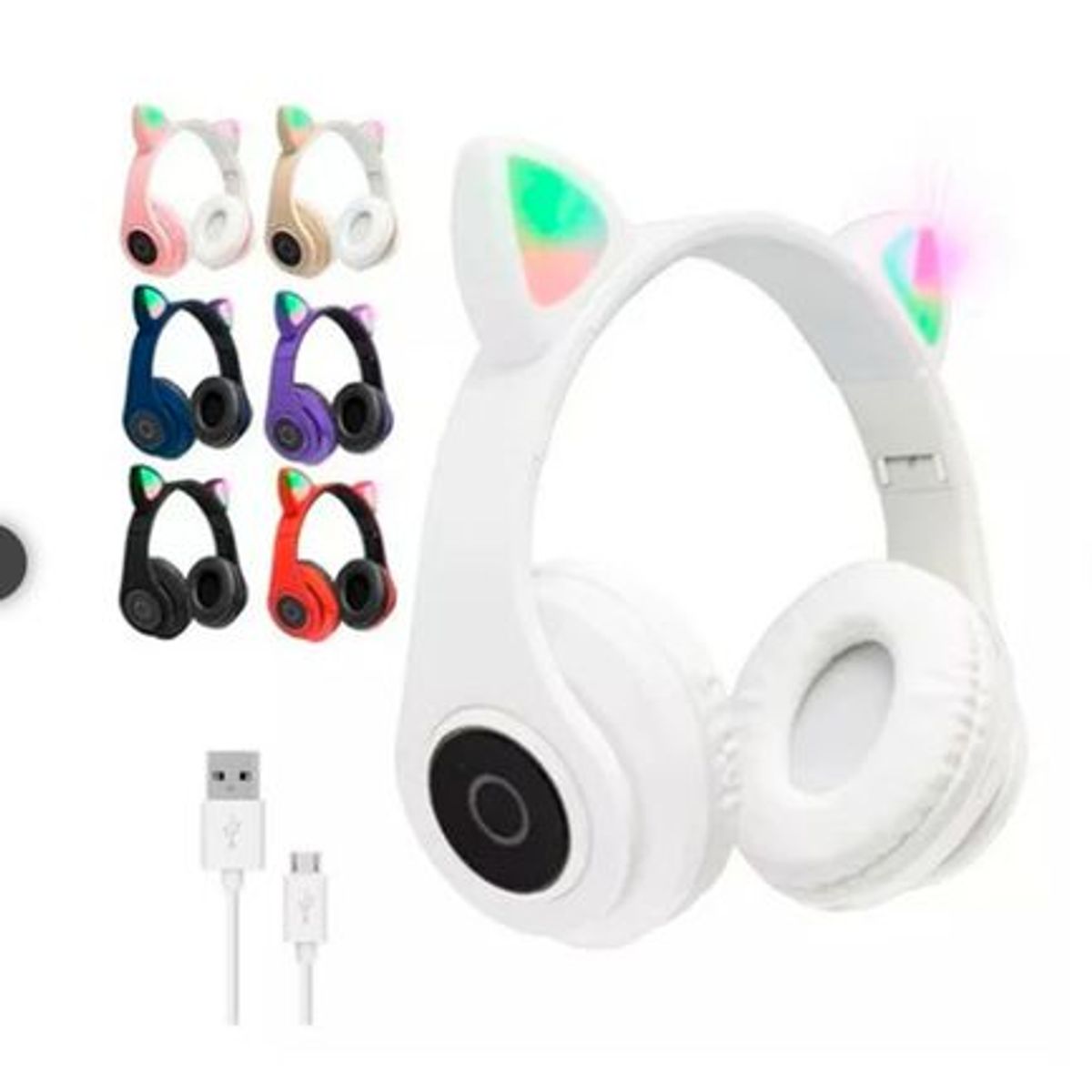 GENERICO - DIADEMA NIÑAS AUDIFONOS BLUETOOTH OREJAS GATO LUZ RGB OMC-283